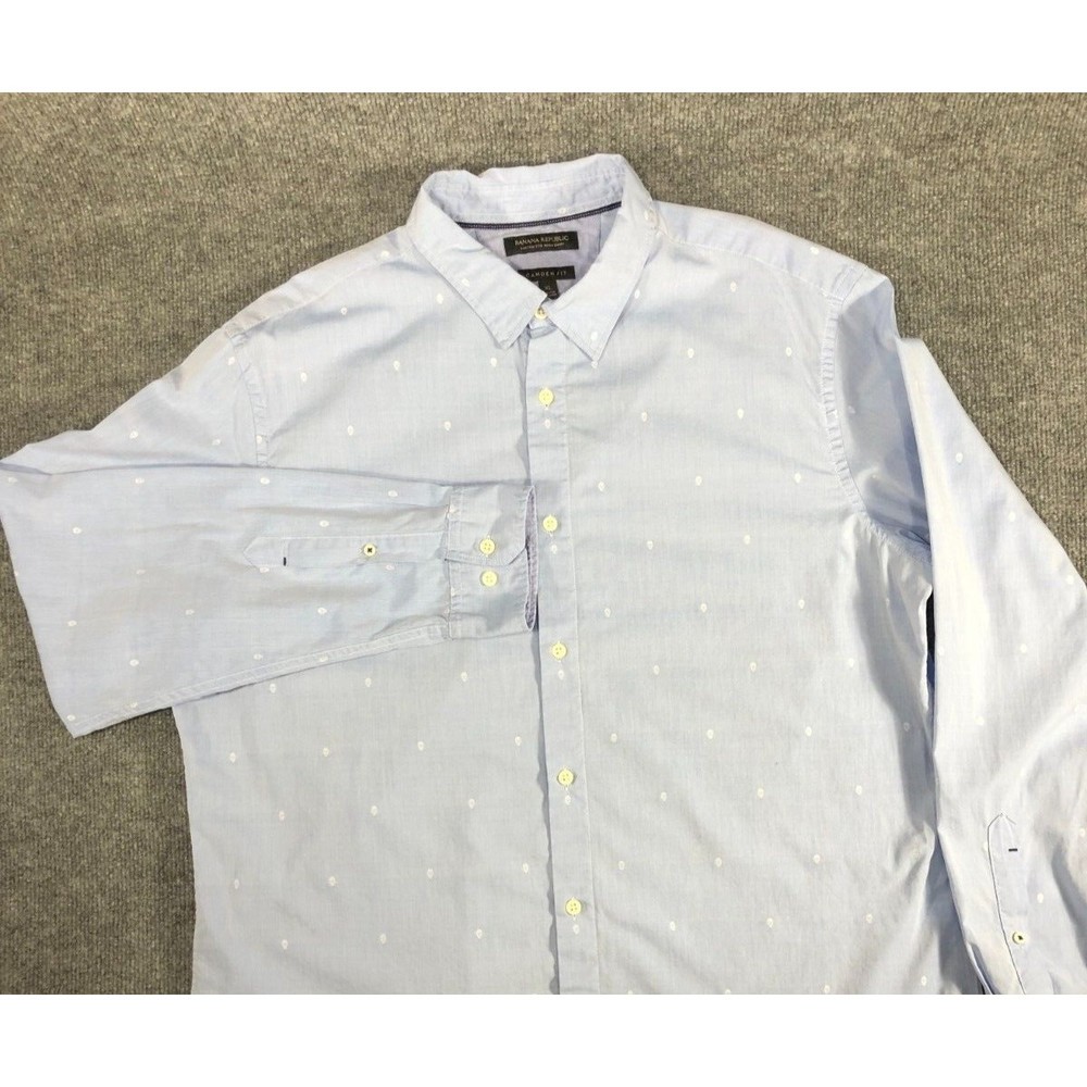 BANANA REPUBLIC Camden Fit Shirt Men's XL Custom 078‎ Wash Short Sleeve Button